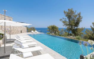 location - Printania - Pool with sea view  location - Printania - Beautiful outdoor pool with a stunning view of the Mediterranean Sea. Perfect for relaxation and leisure time.